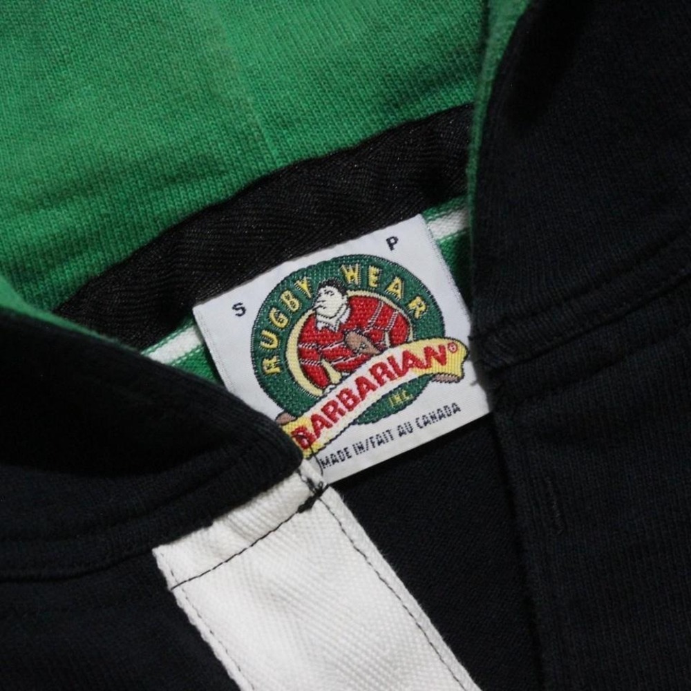 Mens Vintage Y2K Striped Preppy Skater Heavyweight Rugby Hoodie - Picture 4 of 7